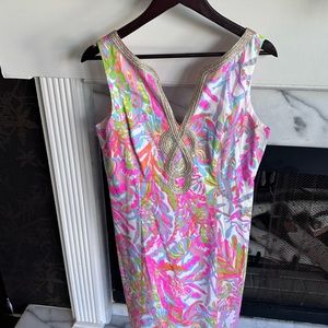Lilly Pulitzer Mini Dress in White with Pink, Blue, Lime & Coral Print